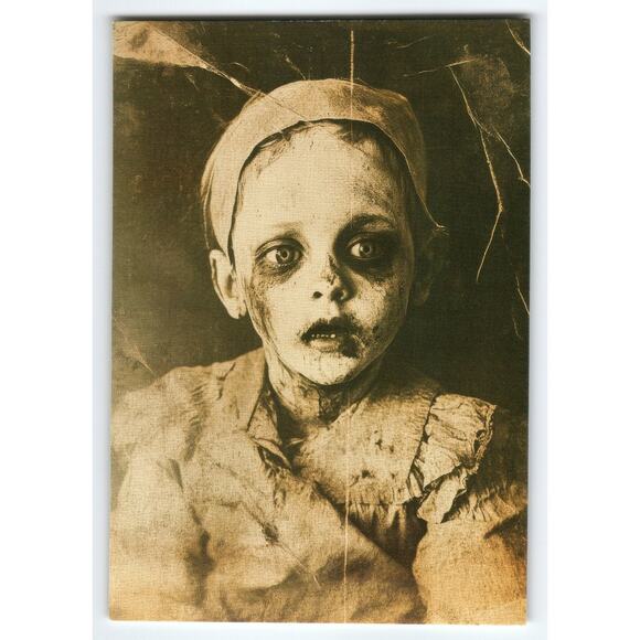 Vintage Halloween Sepia Child Portrait Photochrome Postcard 5.5x4" - Picture 1 of 2